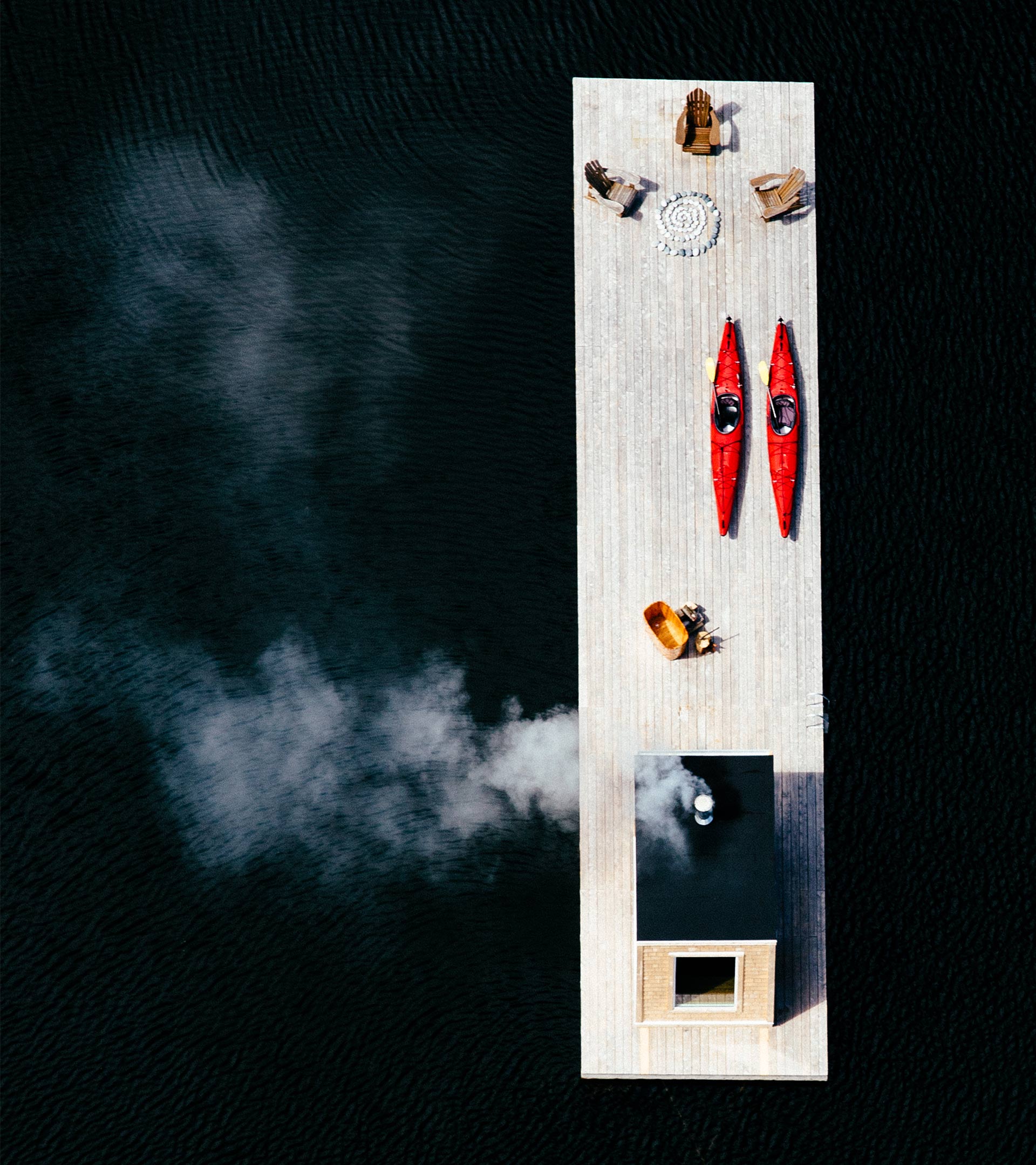 Floating remote sauna