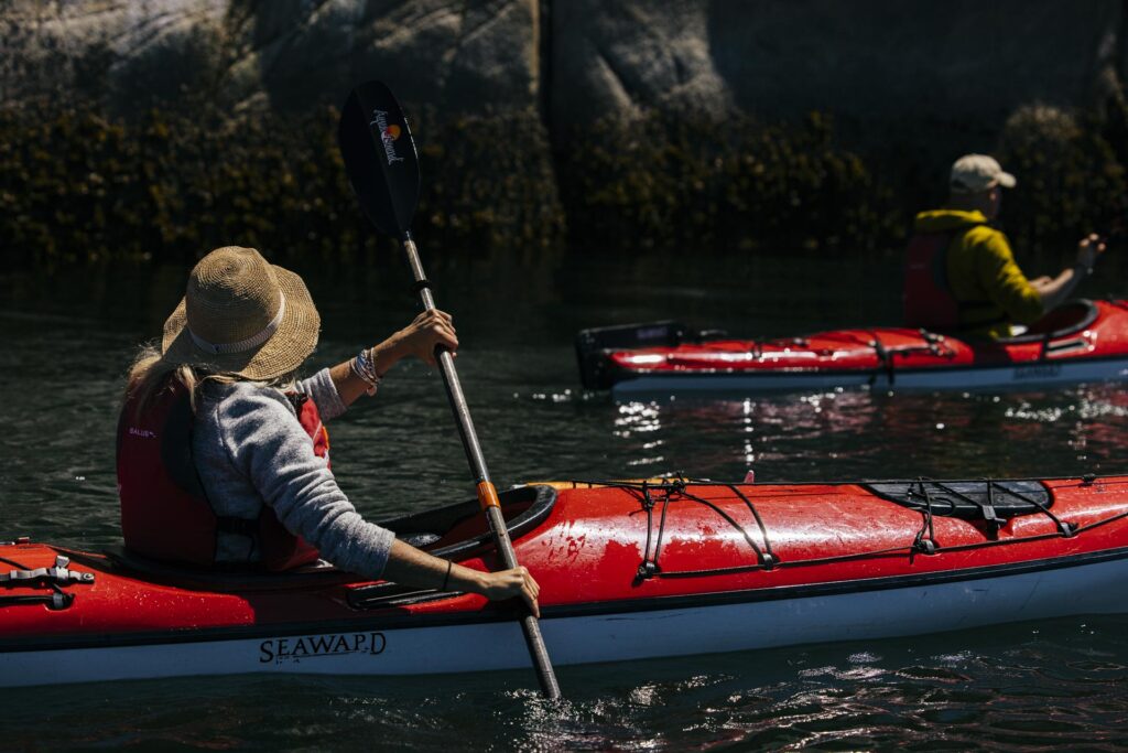Ocean kayaking at Nimmo Bay